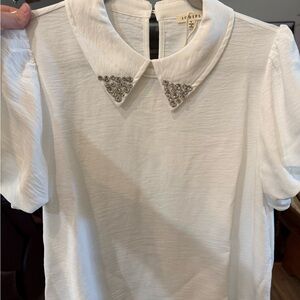 JODIFL White Blouse with Embellished Collar